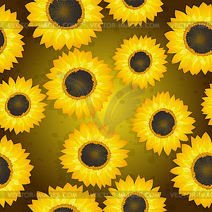Sunflowers seamless - stock vector clipart
