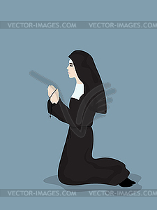 Praying nun - vector clipart