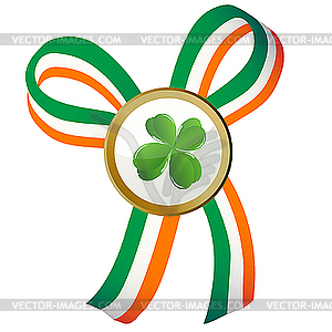 Four leaves clover badge - vector clip art