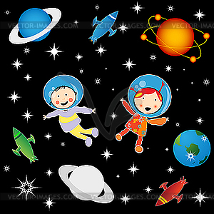 Children astronauts - vector clipart