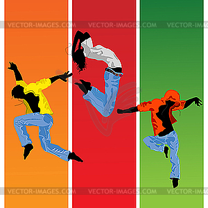 Jumping silhouettes - vector image