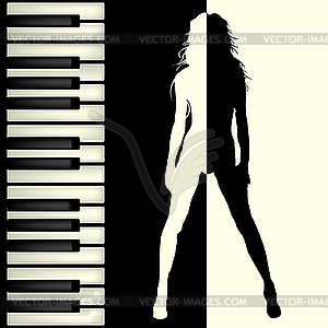 Piano and dancer - vector clipart