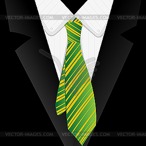 Striped green tie - color vector clipart