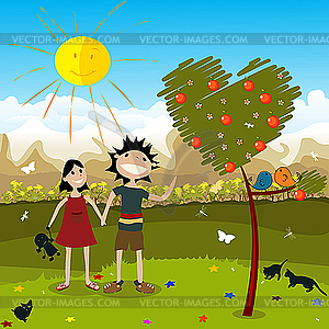 Boy and girl - vector image