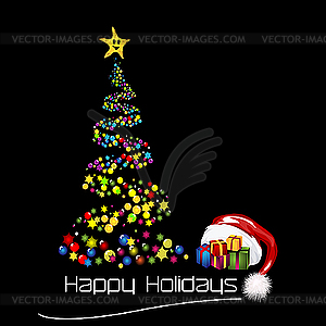 Christmas tree over black - vector clipart