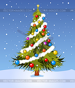 Decorated Christmas tree - color vector clipart