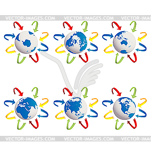 Earth globes icons - vector image