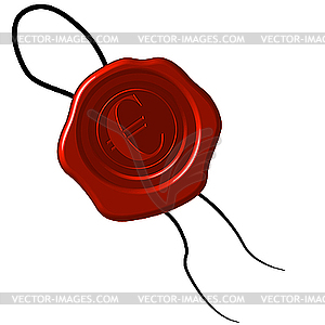 Euro sign wax seal  - vector clipart / vector image