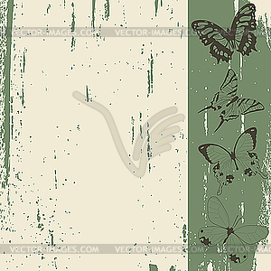 Grunge design with butterflies - vector clipart