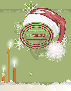 Merry Christmas card with candles - vector clipart