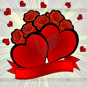 Hearts and roses  - vector image