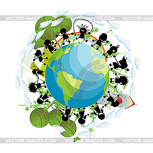 Children around the globe - vector clipart