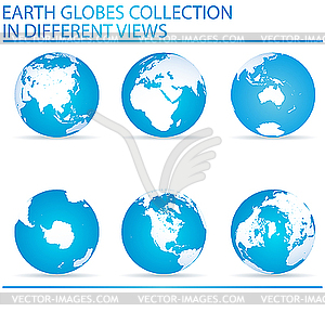 Набор глобусы с континентами - изображение в векторе