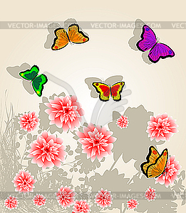 Flower and butterfly - vector image