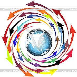 Globe and arrows - vector image