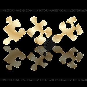 Gold puzzle pieces  - vector clipart