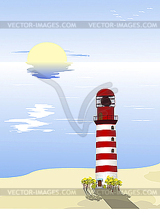 Lighthouse on the beach - vector clipart