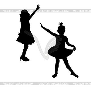 Силуэты маленькие балерины - изображение в векторе