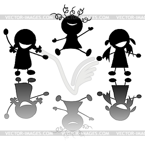 Happy little girls - vector image