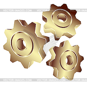 3D gears in gold - vector clipart