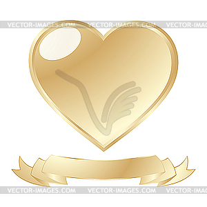 Golden shiny heart - vector image