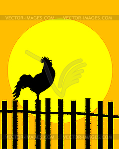 Rooster on the fence - vector image