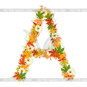 Autumn floral letter A - vector clip art