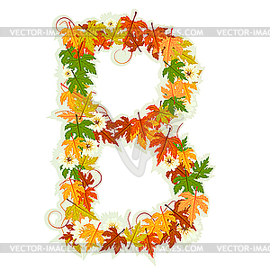 Autumn floral letter B - royalty-free vector clipart