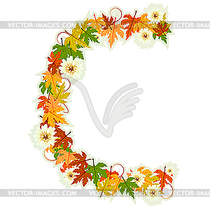 Autumn floral letter C - vector image