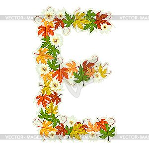 Autumn floral letter E - vector image