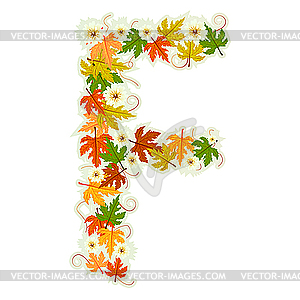 Autumn floral letter F - vector clipart