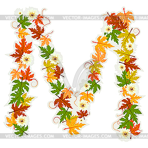 Autumn floral letter M - vector image