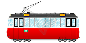 Старинный трамвай - векторный клипарт / векторное изображение