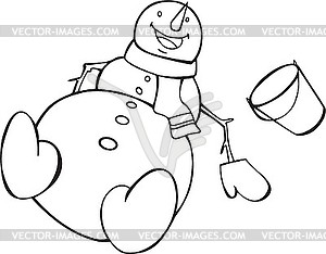 Outline snowman - vector image