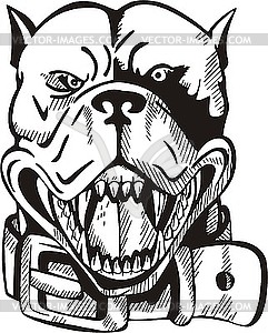 Tattoo head of dog with collar - vector image