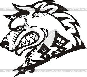 Dog head tattoo - vector clip art