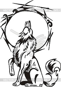 Тату волк воющий на луну - фото в салоне Tattoo Times