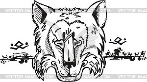 Голова собаки - черно-белый векторный клипарт
