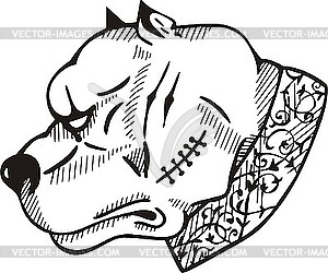 Bulldog tattoo with collar - vector clip art