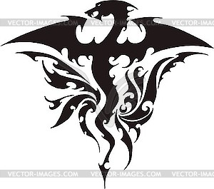 Dragon tattoo with flame - vector clipart