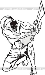 Savage man with sword - vector clip art