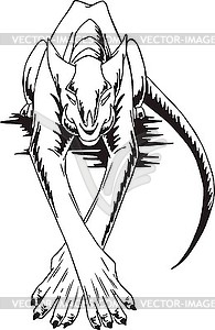 Fantasy monster - white & black vector clipart