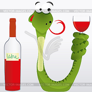 Snake with wine - royalty-free vector image