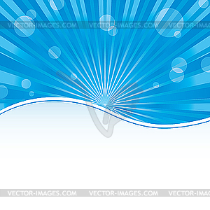 Abstract blue background with stripes and bubbles - vector clipart