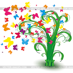 Grass und butterflies - vector clip art