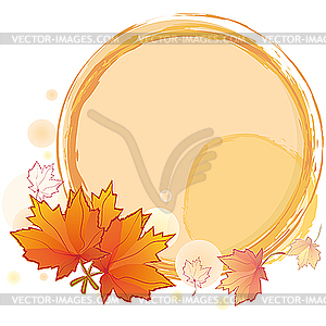 Autumn round frame with maple leaves - vector image