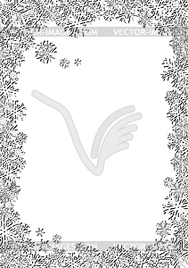 Christmas black and white frame with snowflakes - vector image