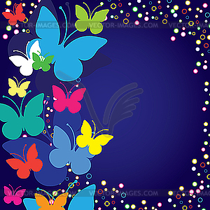 Blue background with butterflies - vector image