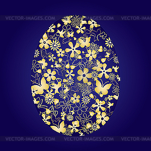 Blue easter flower egg - vector clipart