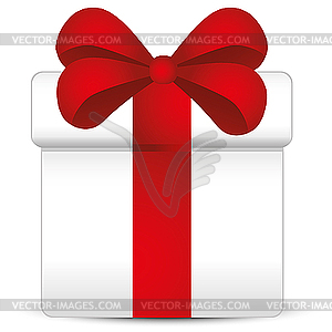 Gift box with red bow - vector clip art